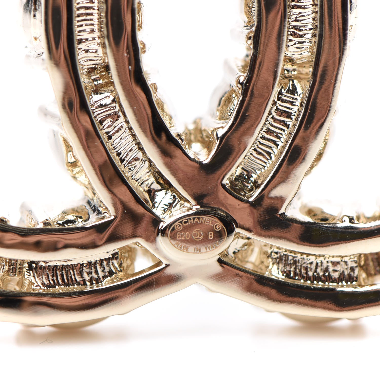 Chanel Crystal Pearl CC Dazzling Domino Brooch Gold Black 4 of 4
