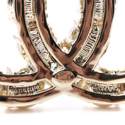 Chanel Crystal Pearl CC Dazzling Domino Brooch Gold Black 4 of 4