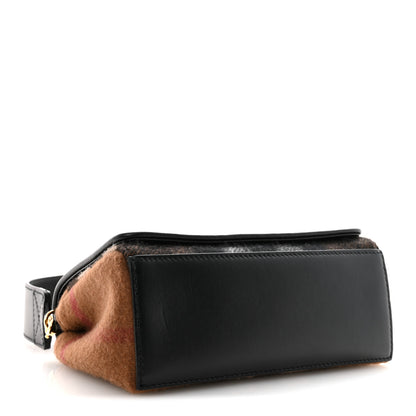 Burberry Cashmere Hackberry Check Note Medium Crossbody Bag Brown 4 of 9