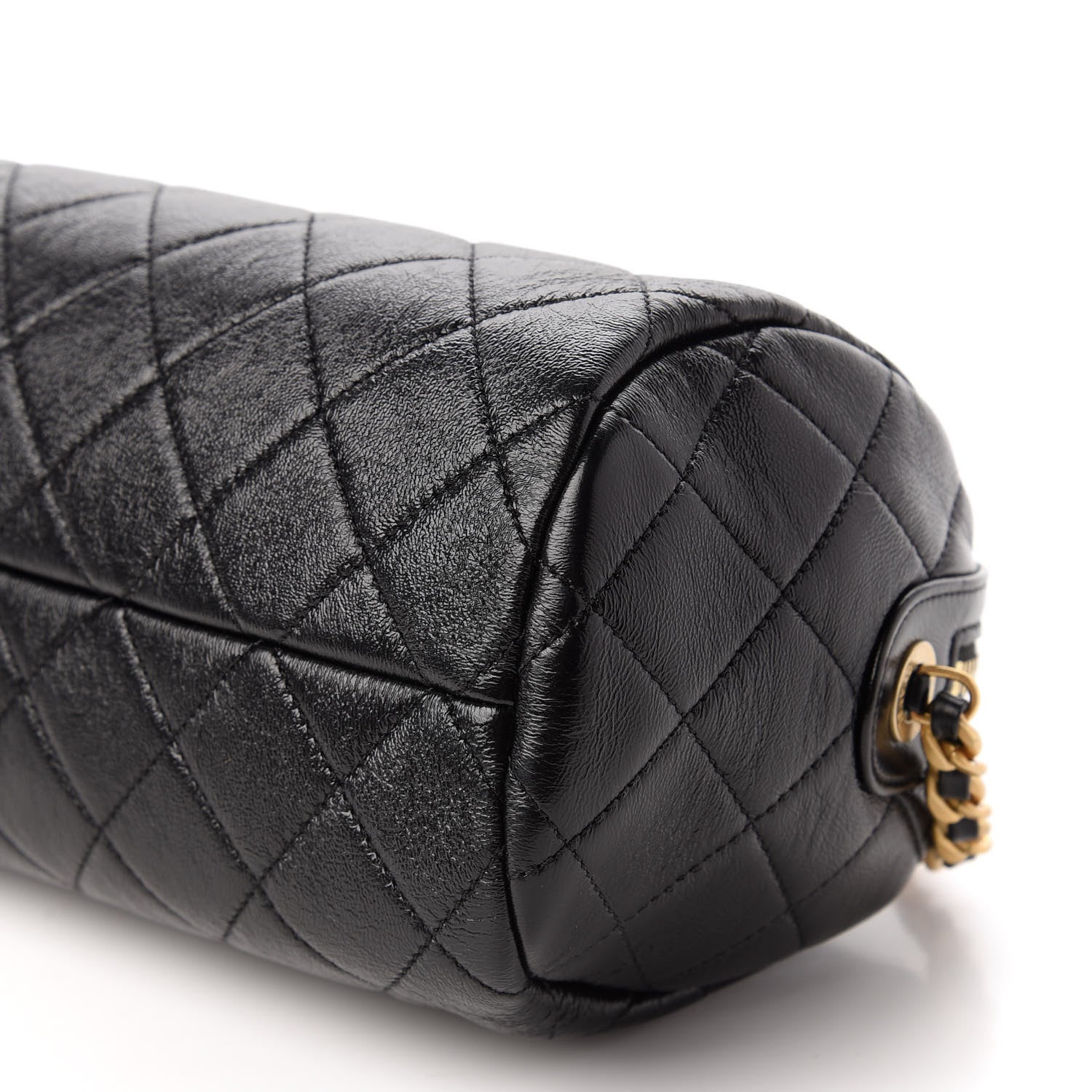 Chanel Shiny Lambskin Quilted Fashion Therapy Bowling Bag Black 7 of 11