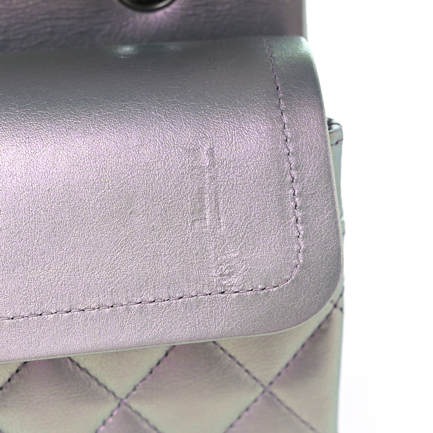 Chanel Iridescent Calfskin Quilted Small Double Flap Light Purple 11 of 13