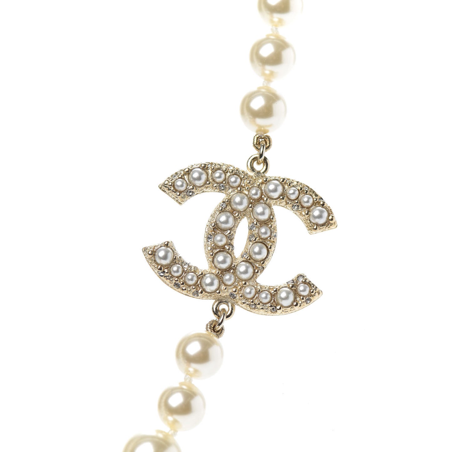 Pearl CC 100th Anniversary Necklace Light Gold