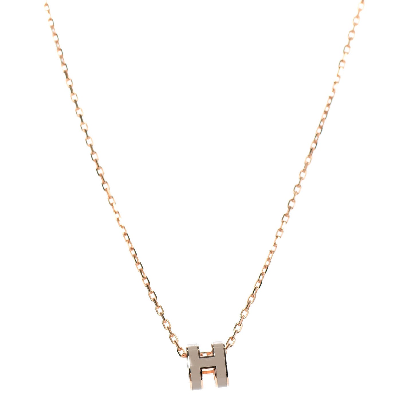Lacquered Rose Gold Mini Pop H Pendant Necklace Marron Glace