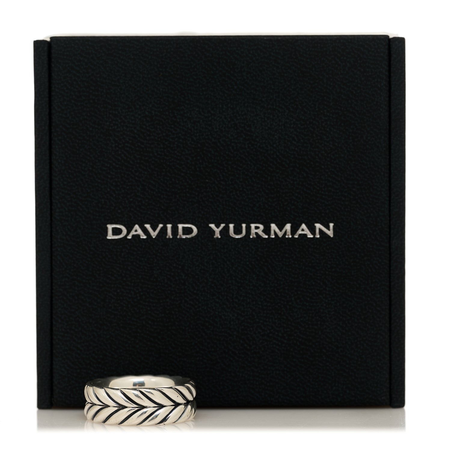 David Yurman Sterling Silver 9mm Chevron Band Ring 58 8.25 7 of 7
