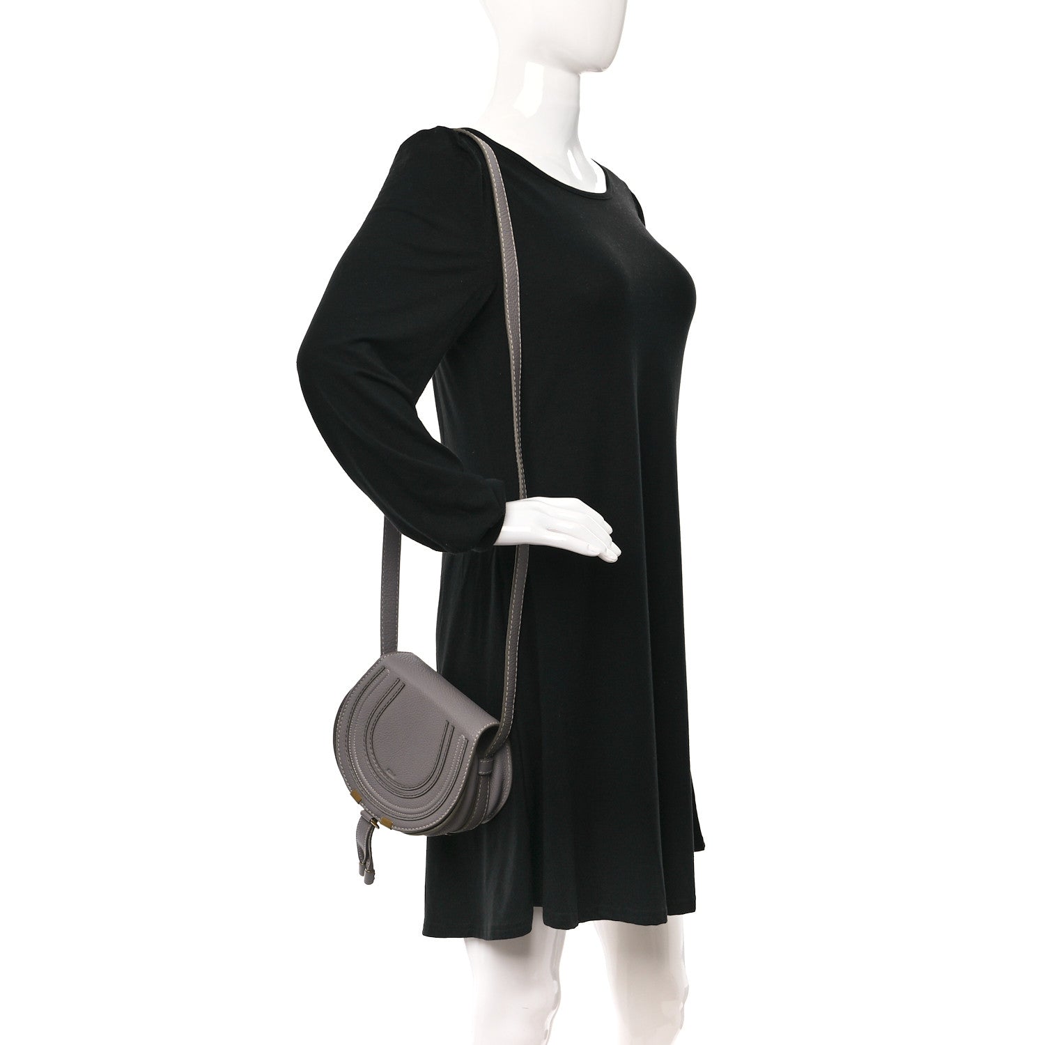 Chloe Calfskin Mini Marcie Round Crossbody Bag Cashmere Grey 2 of 8