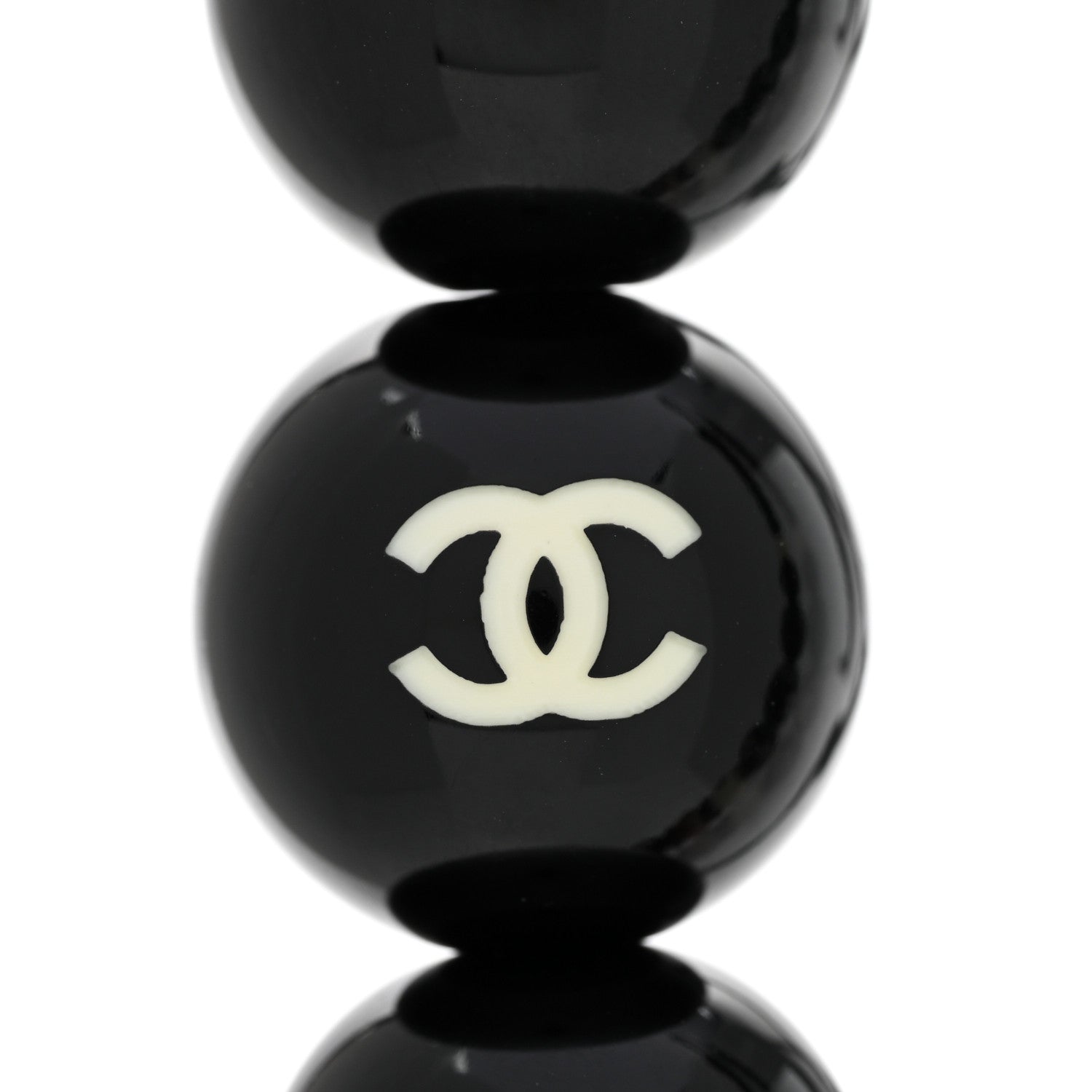 Chanel Engraved Wood Beaded CC Rope Necklace Black Multicolor 4 of 4