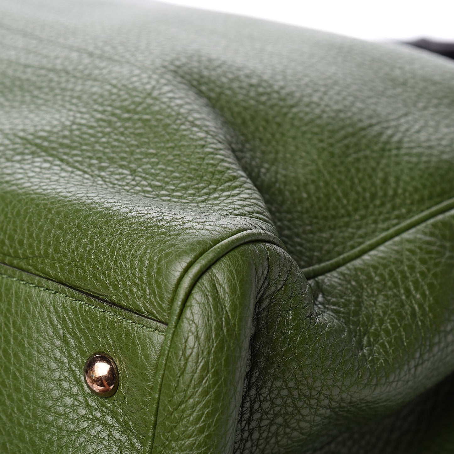 Pebbled Calfskin Large Bamboo Shopper Tote Green
