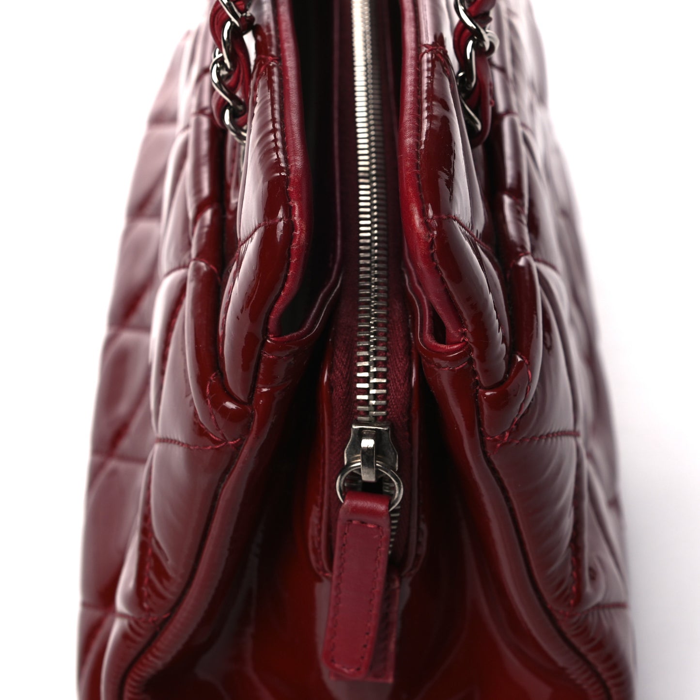 Patent Quilted Timeless CC Soft Tote Red