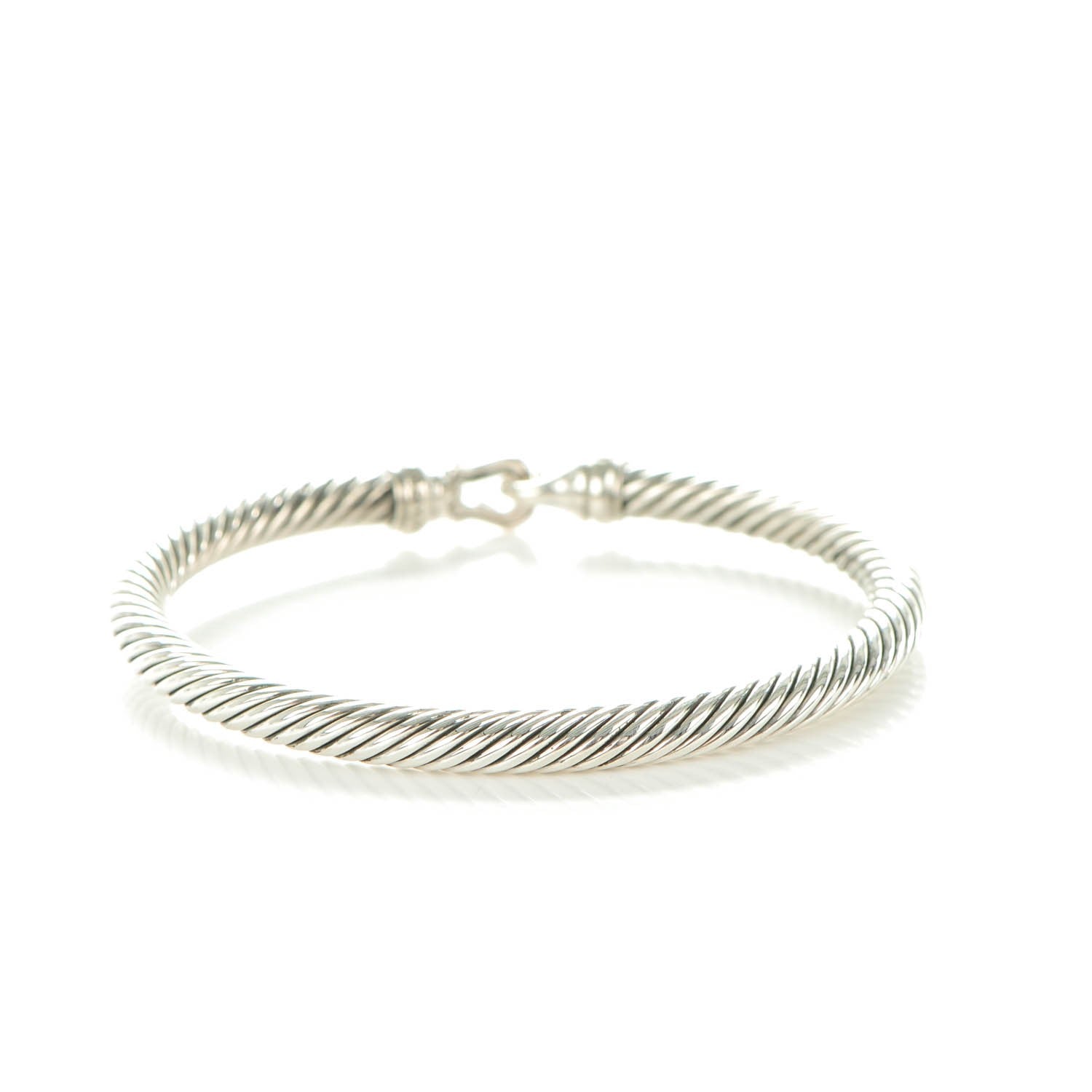 David Yurman Sterling Silver Diamond 5mm Cable Buckle Bracelet 3 of 4