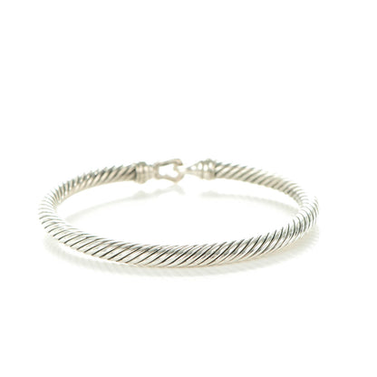 David Yurman Sterling Silver Diamond 5mm Cable Buckle Bracelet 3 of 4