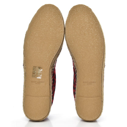 Saint Laurent Canvas Leopard Print Espadrilles 37 Red Black 5 of 9
