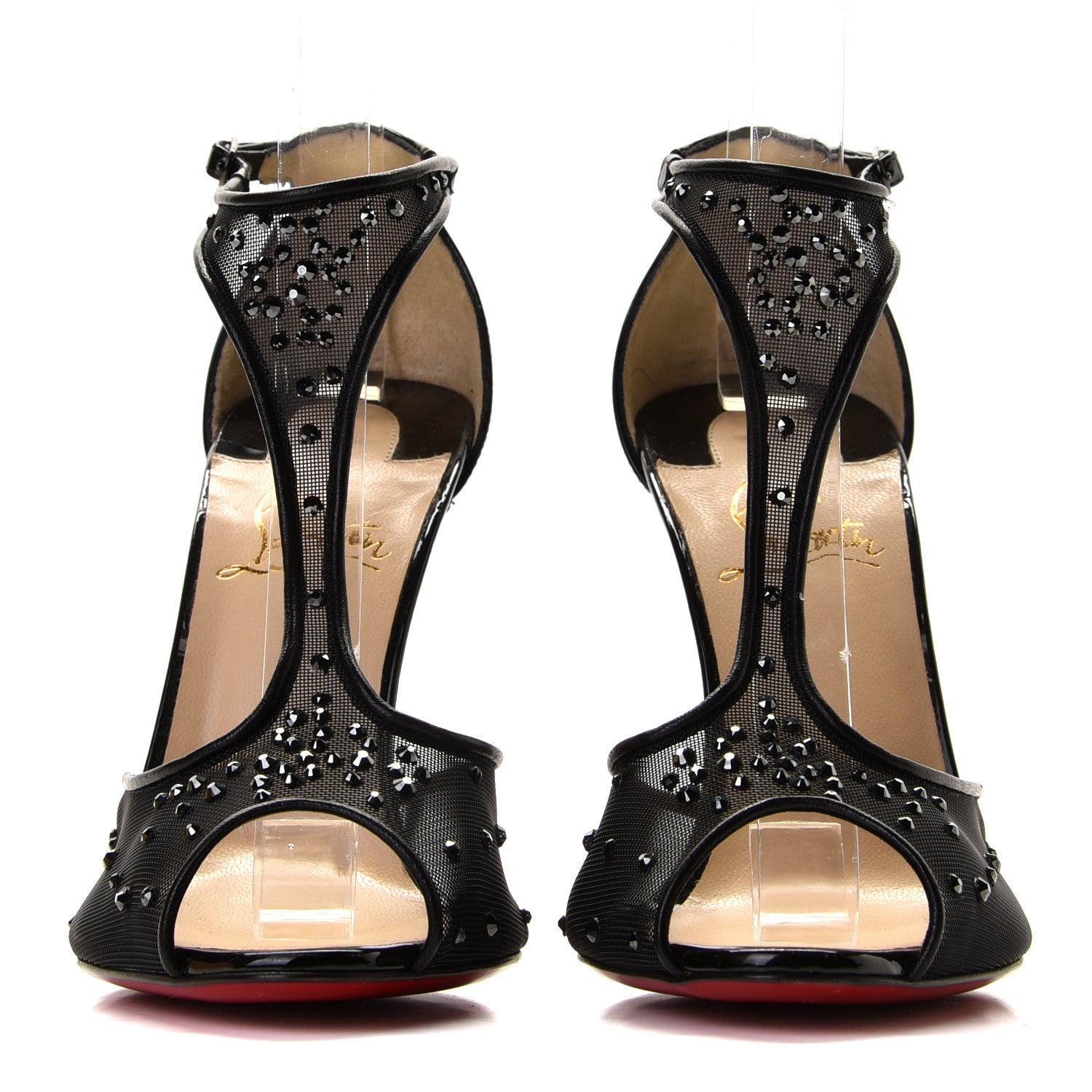 Christian Louboutin Mesh Embellished Patinana 100 Sandals 37 Black 4 of 10