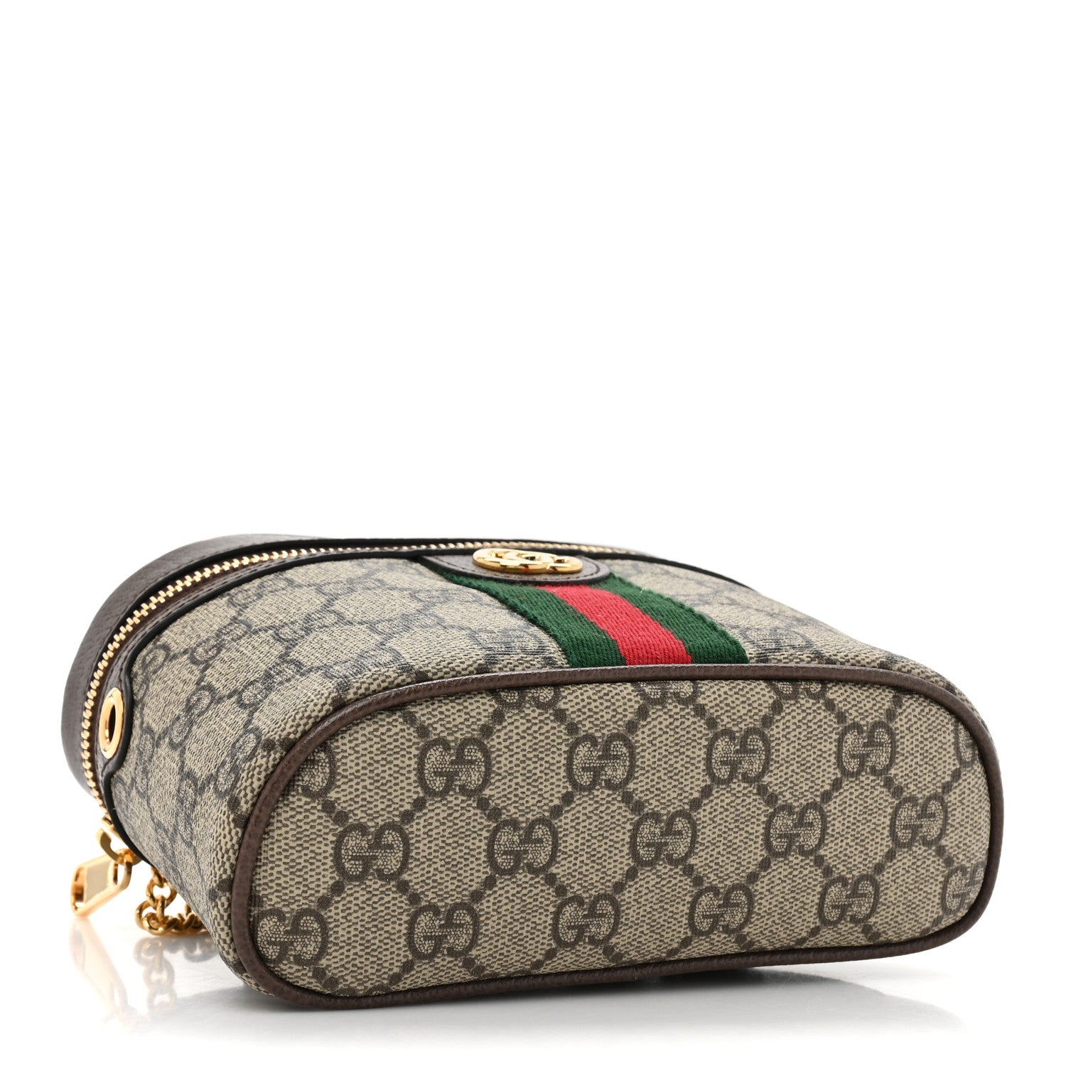 Gucci GG Supreme Monogram Textured Dollar Calfskin Web Ophidia Belt Bag 85 34 Beige Ebony New Acero 4 of 11