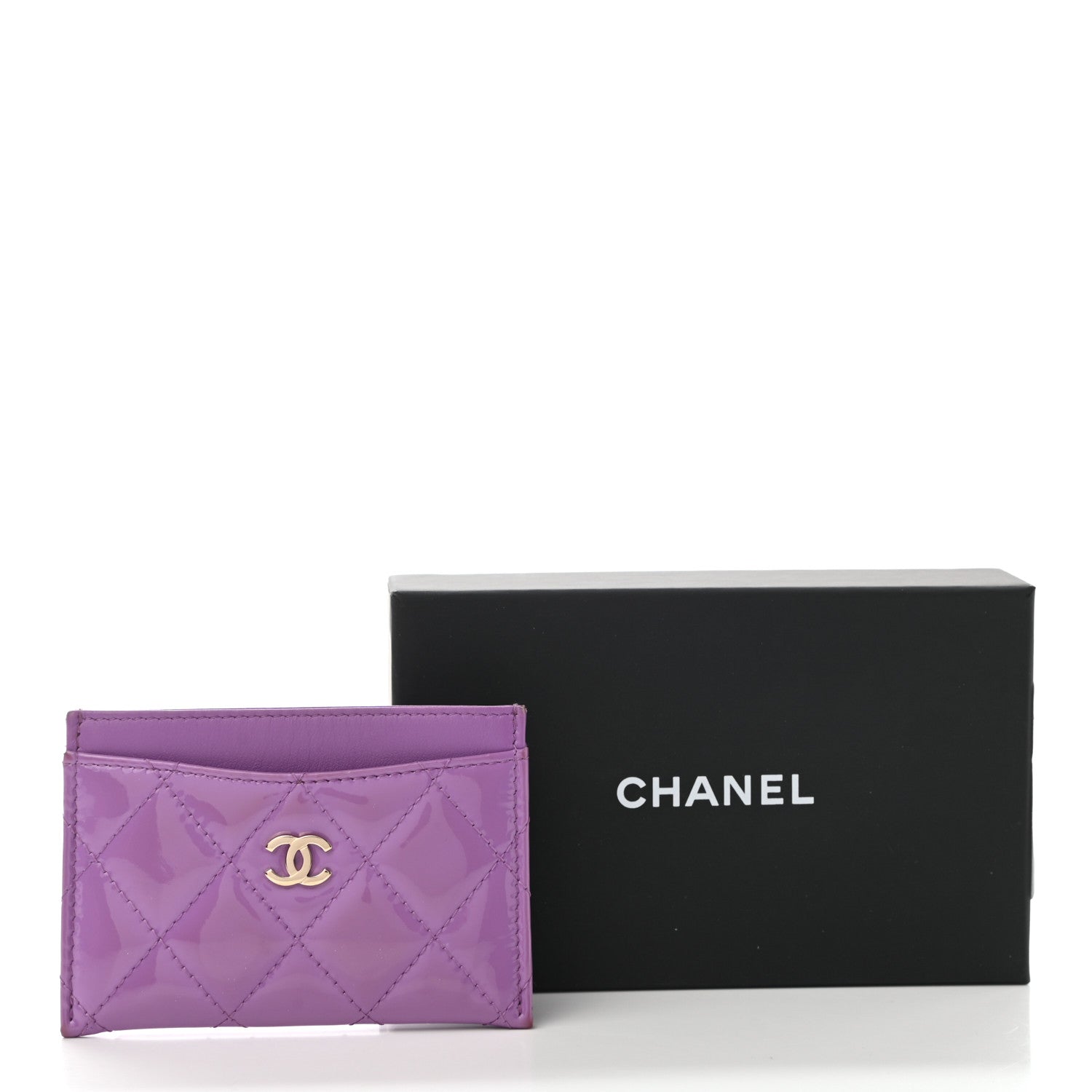 Chanel Patent Quilted Card Holder Purple 9 of 9
