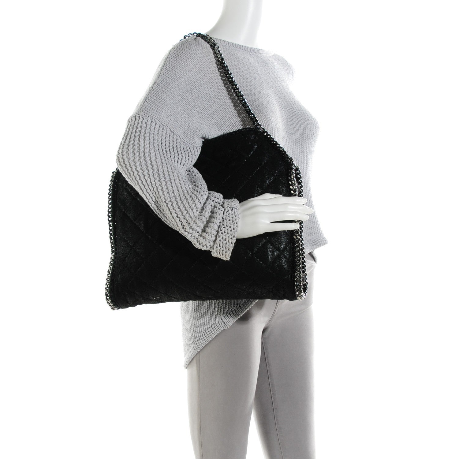 Stella McCartney Shaggy Deer Quilted Small Falabella Tote Black 2 of 9