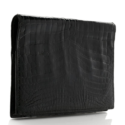 Hermes Shiny Crocodile Passport Holder Black 3 of 7