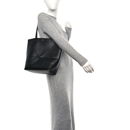 Loewe Shiny Calfskin Medium Puzzle Fold Tote Black 2 of 9
