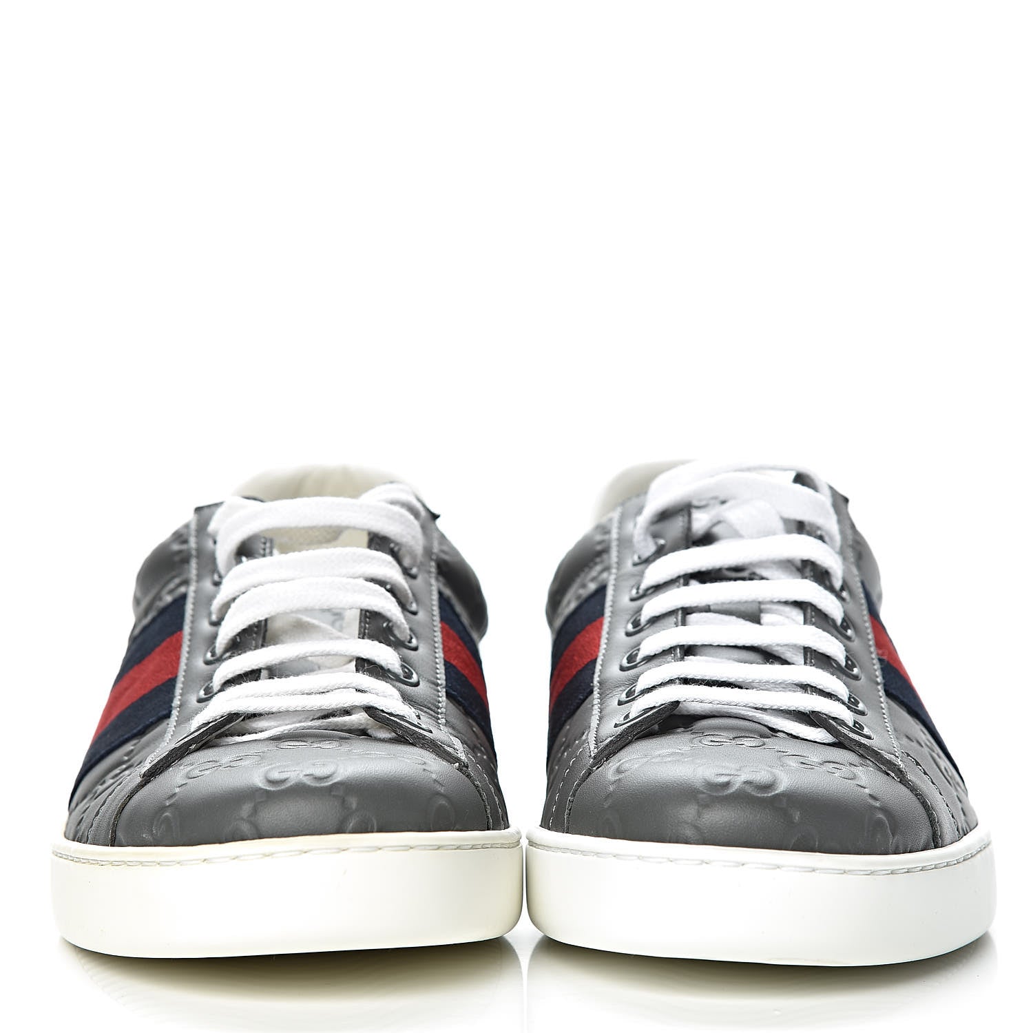 Gucci Guccissima Signature Web Mens Ace Sneakers 7 Melange Platinum 2 of 11