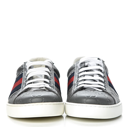 Gucci Guccissima Signature Web Mens Ace Sneakers 7 Melange Platinum 2 of 11