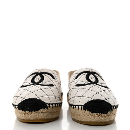 Chanel Lambskin Stitched CC Espadrilles 35 White Black 2 of 13