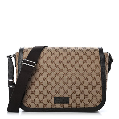 Gucci Monogram Large Flap Messenger Bag Beige Dark Brown 1 of 9