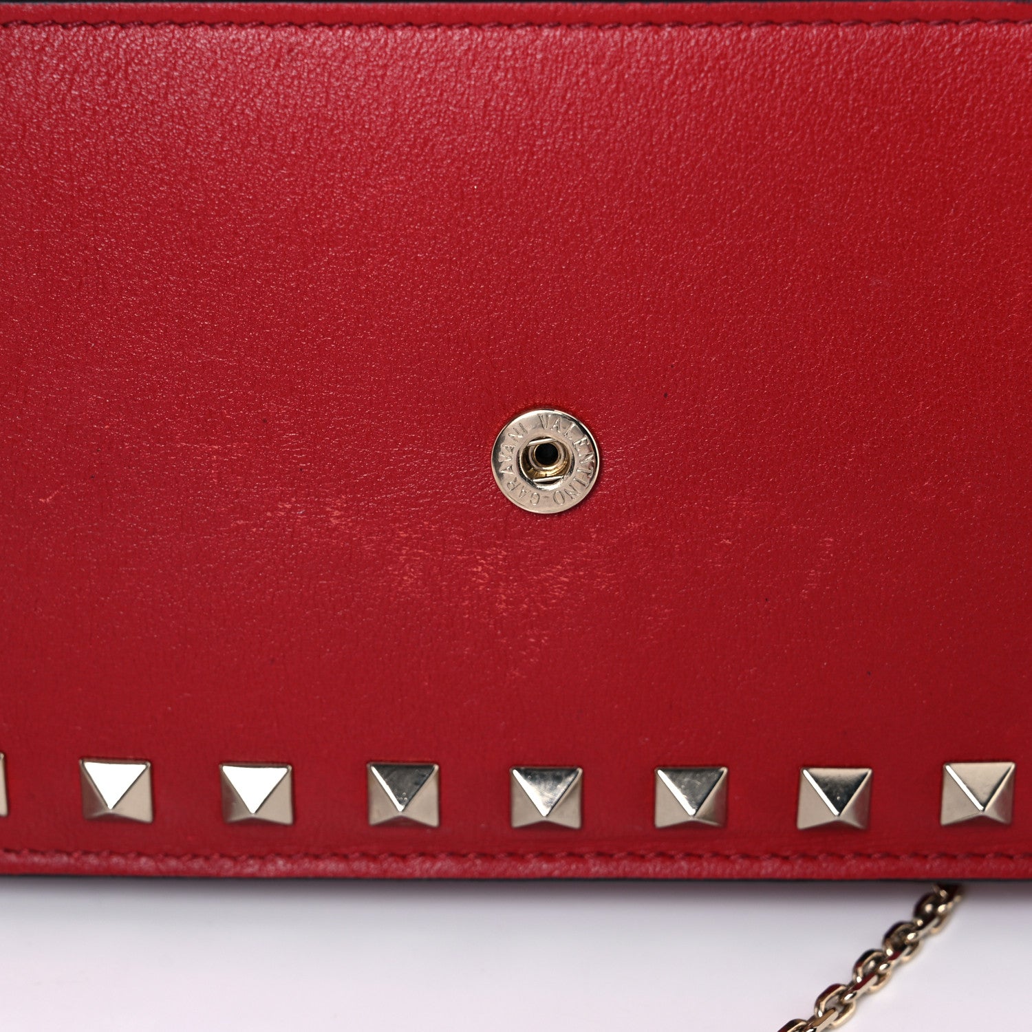 Valentino Garavani Calfskin Rockstud Phone Case With Chain Rosso Valentino 15 of 15