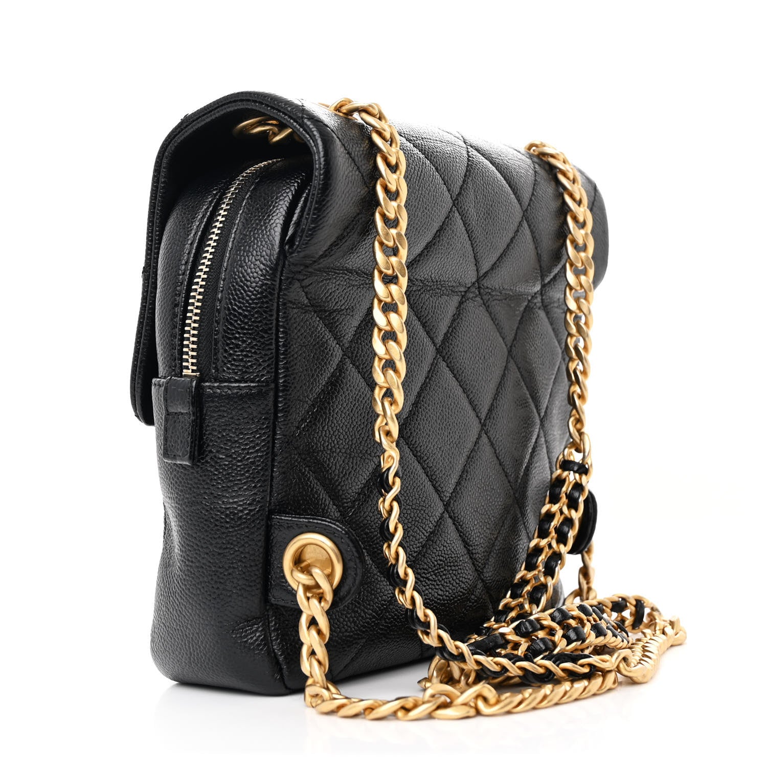 Chanel Shiny Caviar Quilted Chain Melody Backpack Black 3 of 11