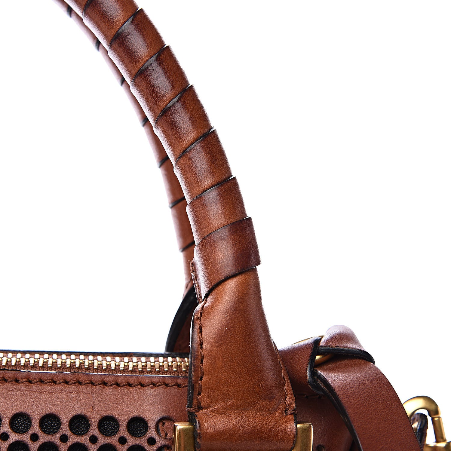 Chloe Calfskin Perforated Medium Marcie Satchel Mahogany 13 of 15