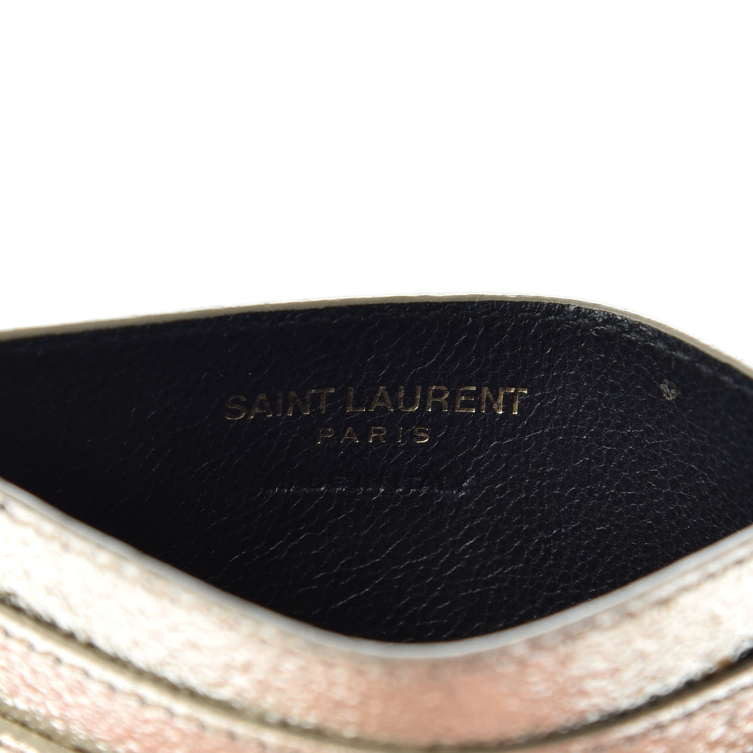 Saint Laurent Metallic Calfskin Monogram Credit Card Case Argento 5 of 7