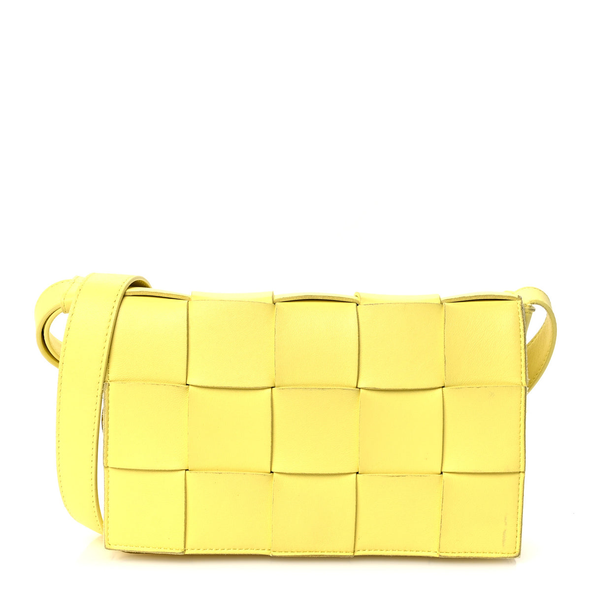 Lambskin Maxi Intrecciato Small Cassette Crossbody Bag Lemonade