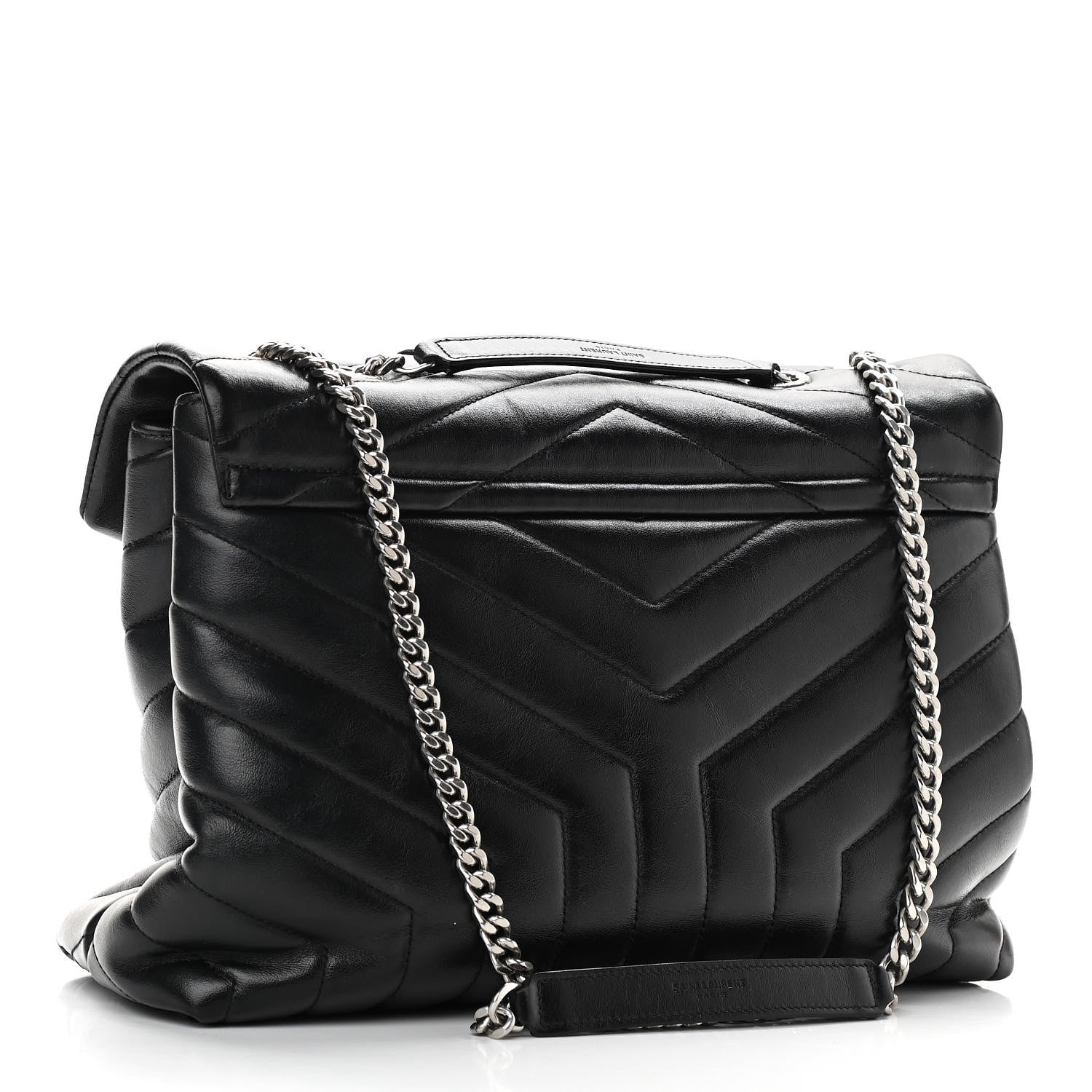 Saint Laurent Calfskin Y Quilted Monogram Medium Loulou Chain Satchel Black 3 of 14