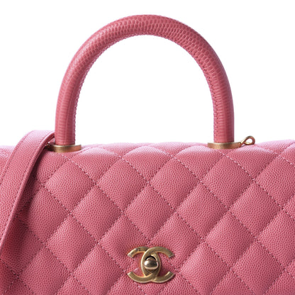 Chanel Caviar Lizard Embossed Quilted Mini Coco Handle Flap Pink 11 of 12
