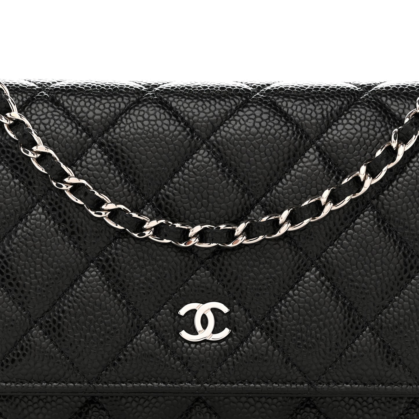 Caviar Quilted Wallet on Chain WOC Black