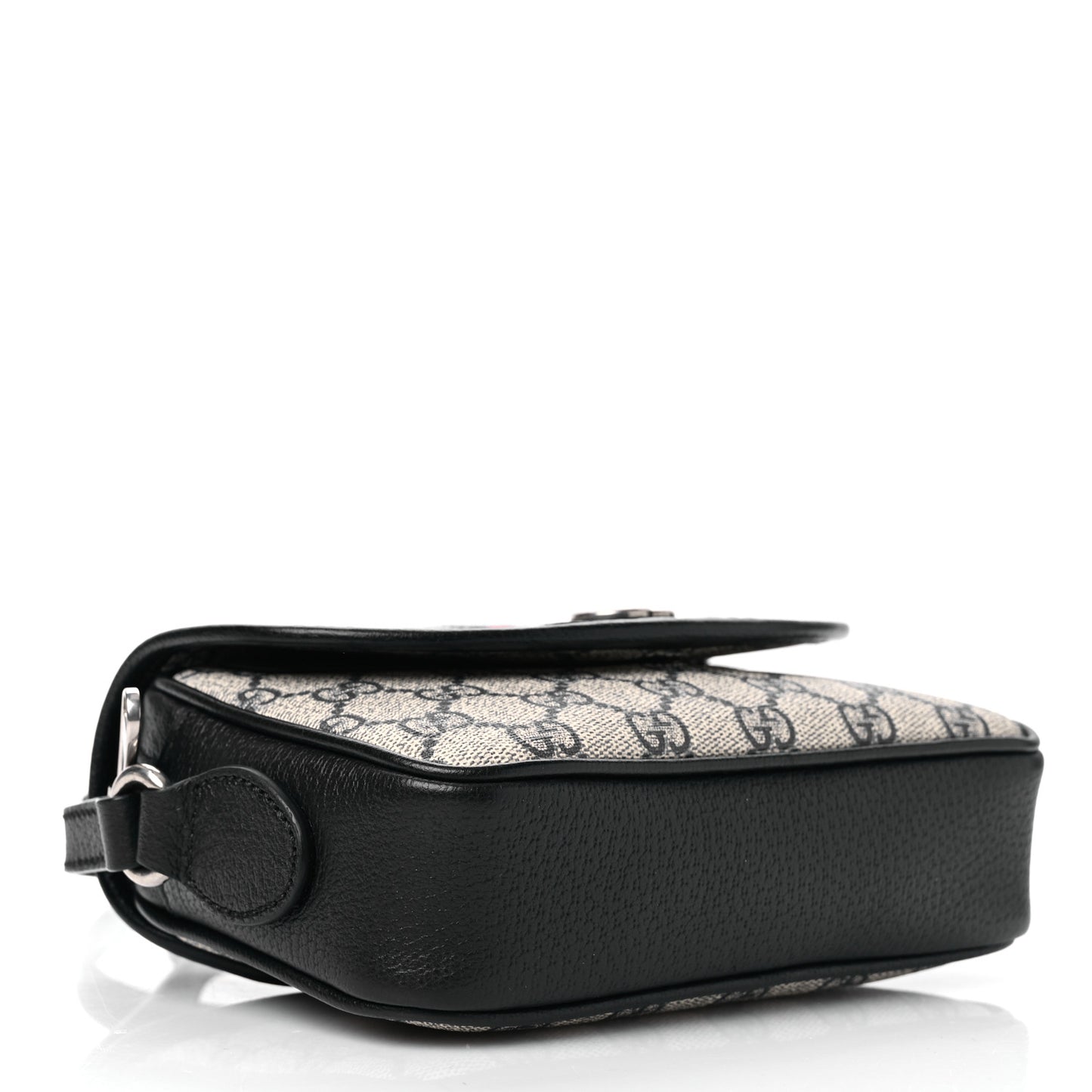 GG Supreme Monogram Textured Dollar Calfskin Mini Ophidia Flap Shoulder Bag Beige Blue