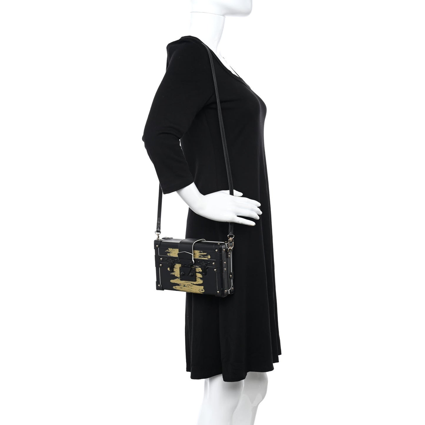 Calfskin Golden Light Petite Malle Black