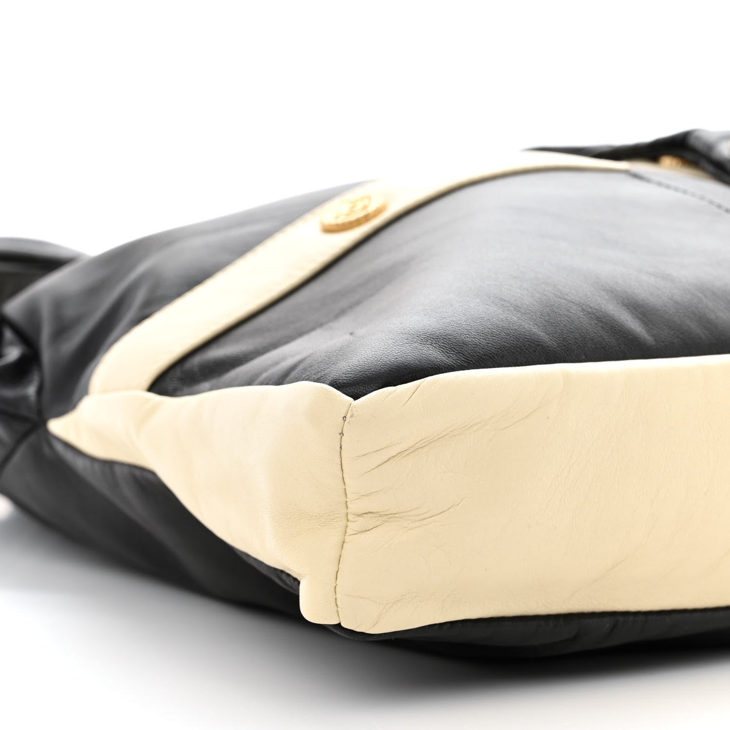 Lambskin Large Girl Bag Black Beige