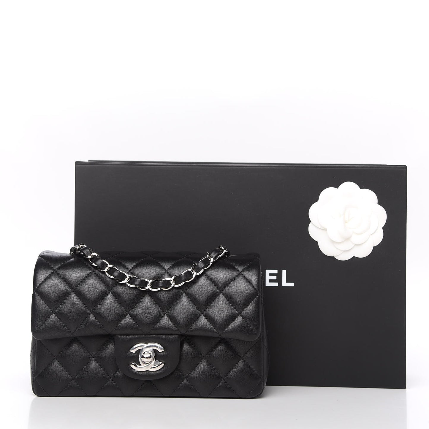 Lambskin Quilted Mini Rectangular Flap Black