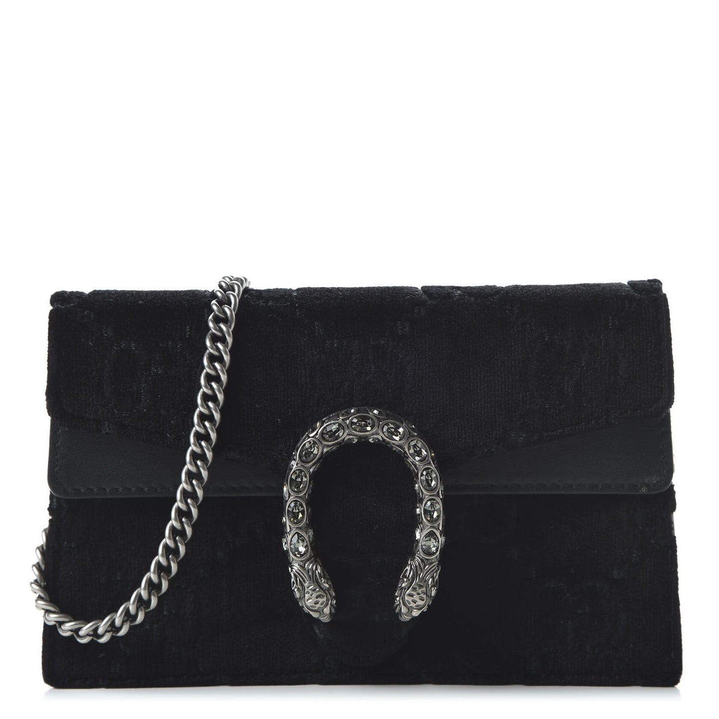 Velvet GG Monogram Super Mini Dionysus Shoulder Bag Black