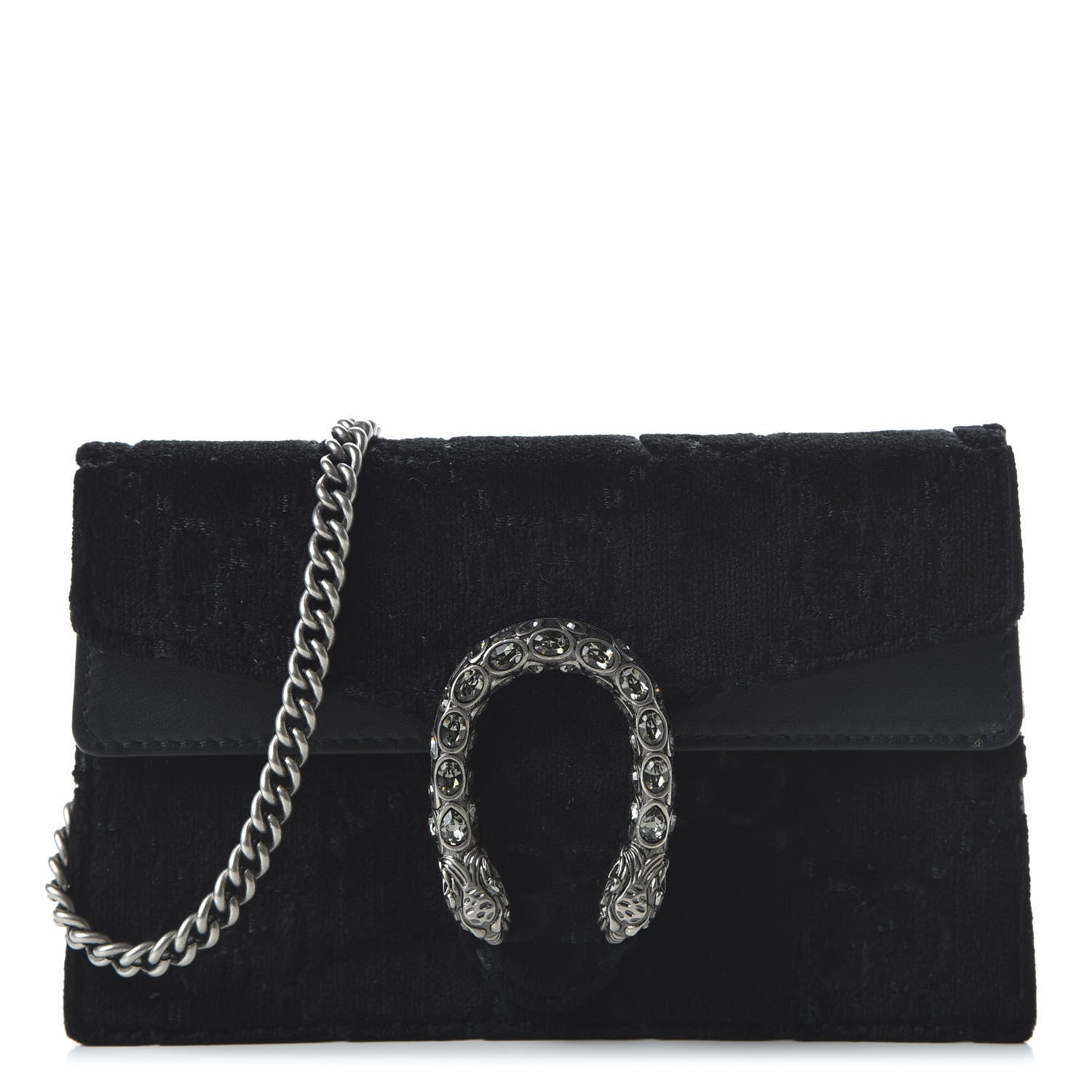 Gucci Velvet GG Monogram Super Mini Dionysus Shoulder Bag Black 1 of 10