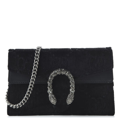 Gucci Velvet GG Monogram Super Mini Dionysus Shoulder Bag Black 1 of 10