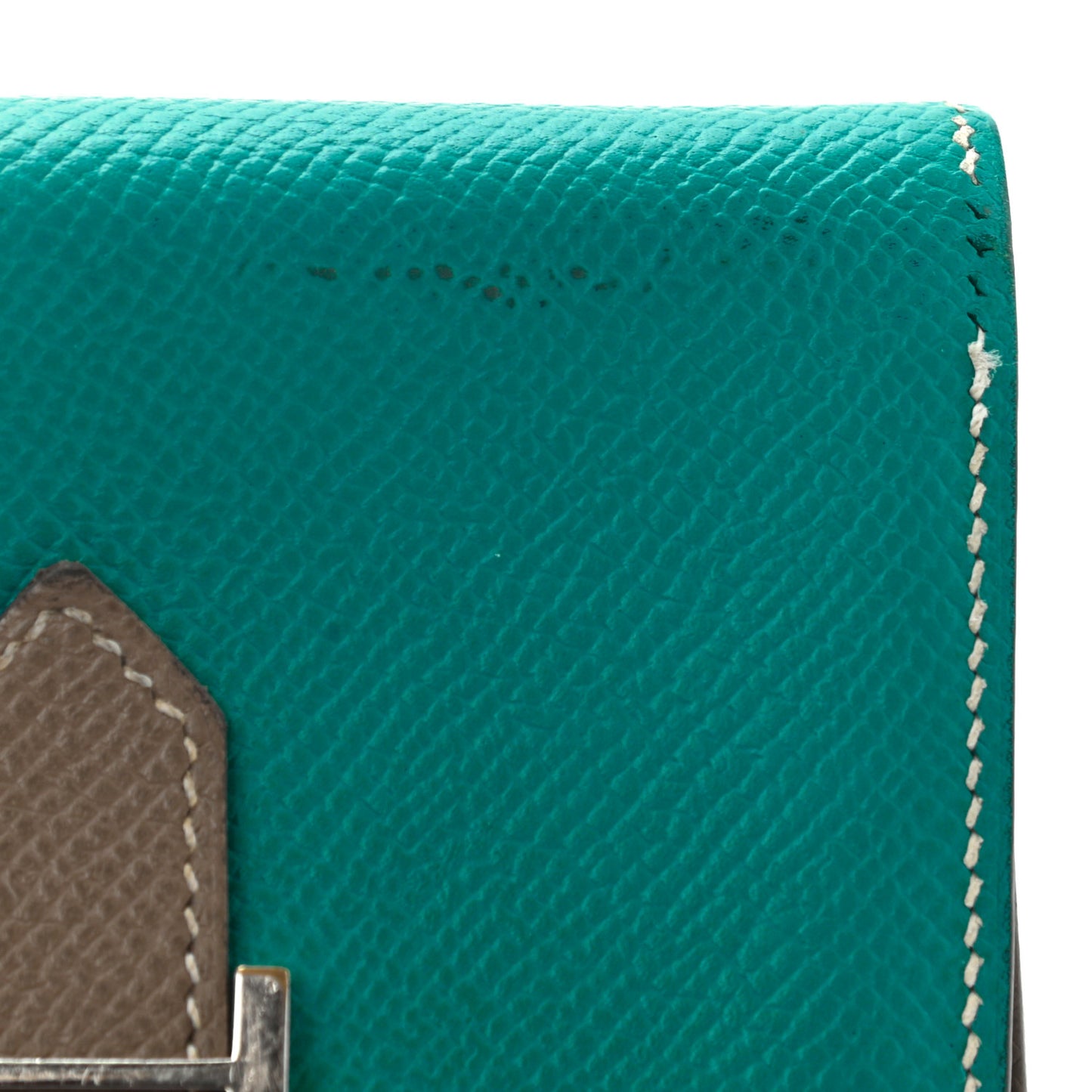 Epsom Bi Color Bearn Card Holder Wallet Bleu Paon Etoupe
