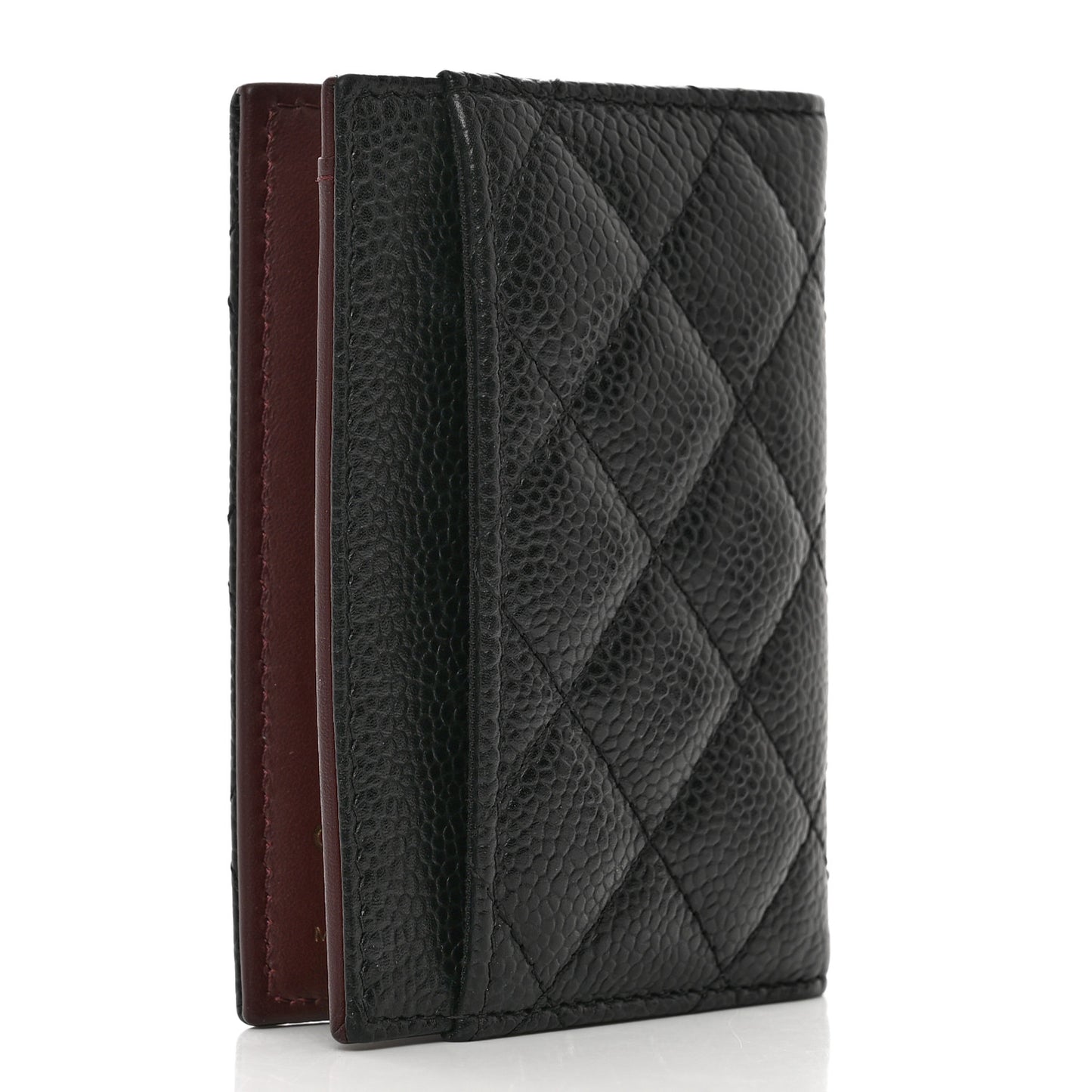 Caviar Quilted Card Holder Wallet Black