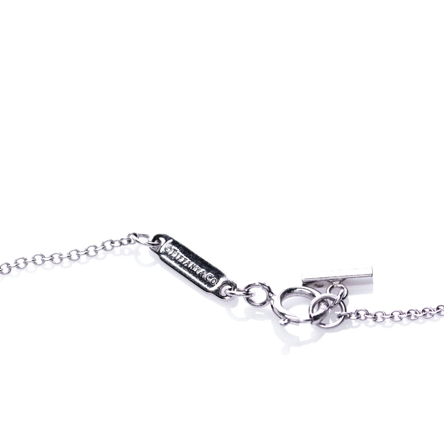 Tiffany 18K White Gold Blue Sapphire Large T Smile Pendant Necklace 4 of 6