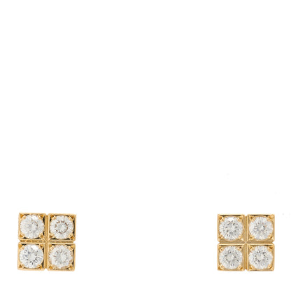 Cartier 18K Yellow Gold Diamond Square Stud Earrings 1 of 5