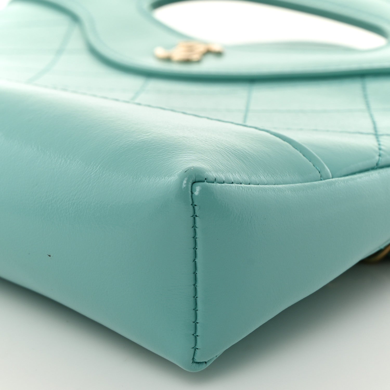 Chanel Shiny Crumpled Calfskin Quilted Nano 31 Shopping Bag Turquoise 10 of 11