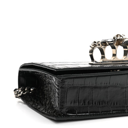 Alexander McQueen Crocodile Embossed Calfskin Knuckle Crossbody Black 8 of 10