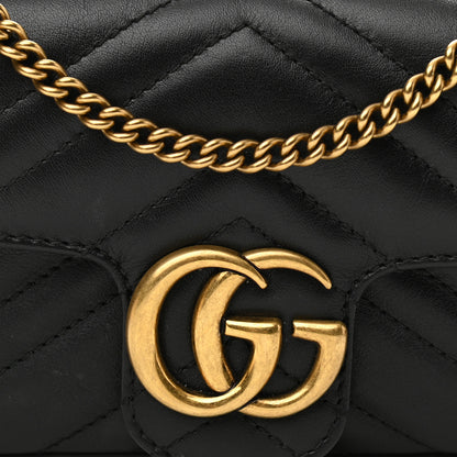 Gucci Calfskin Matelasse Super Mini GG Marmont Shoulder Bag Black 8 of 14