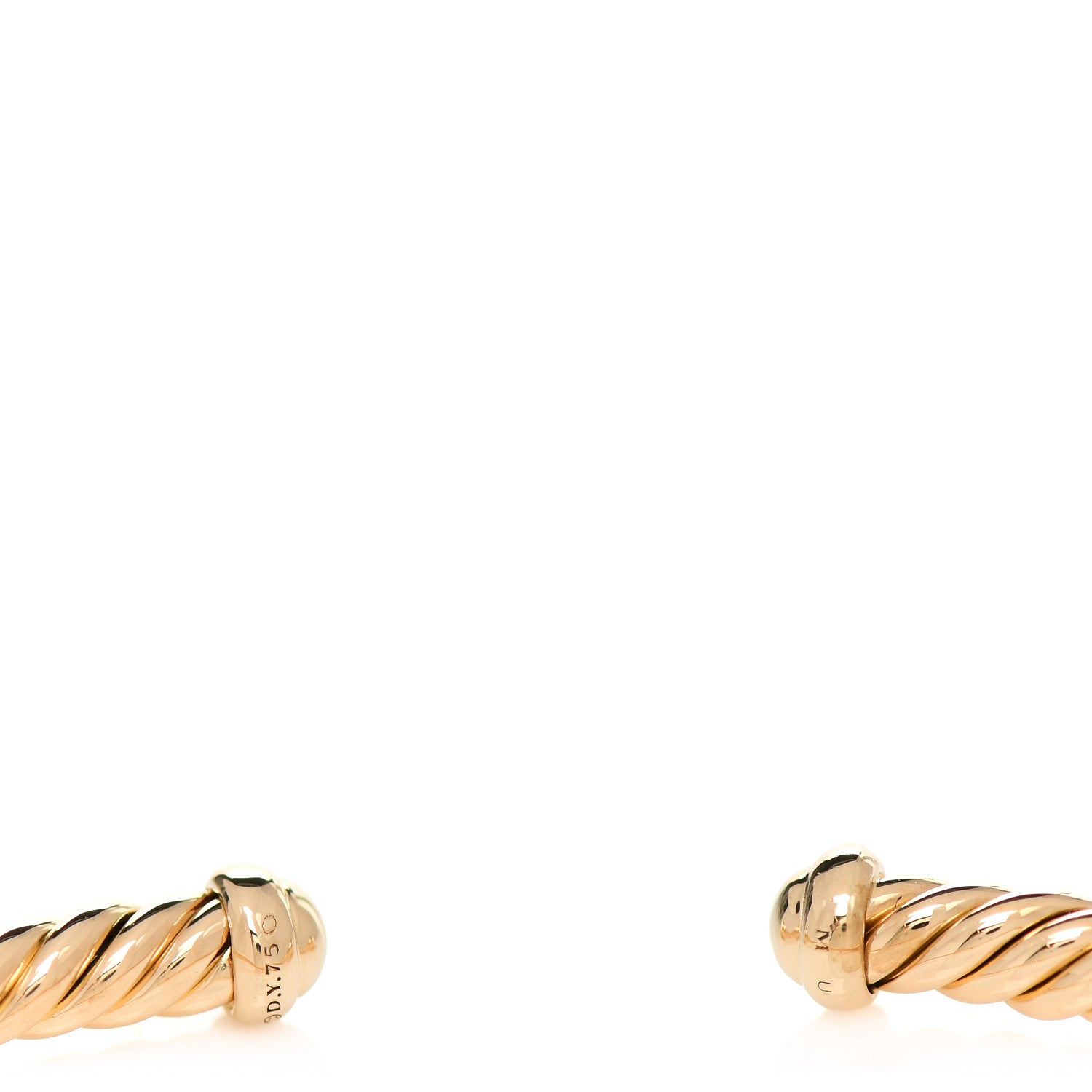 David Yurman 18K Yellow Gold Diamond 3mm Cablespira Single Station Bracelet 3 of 3