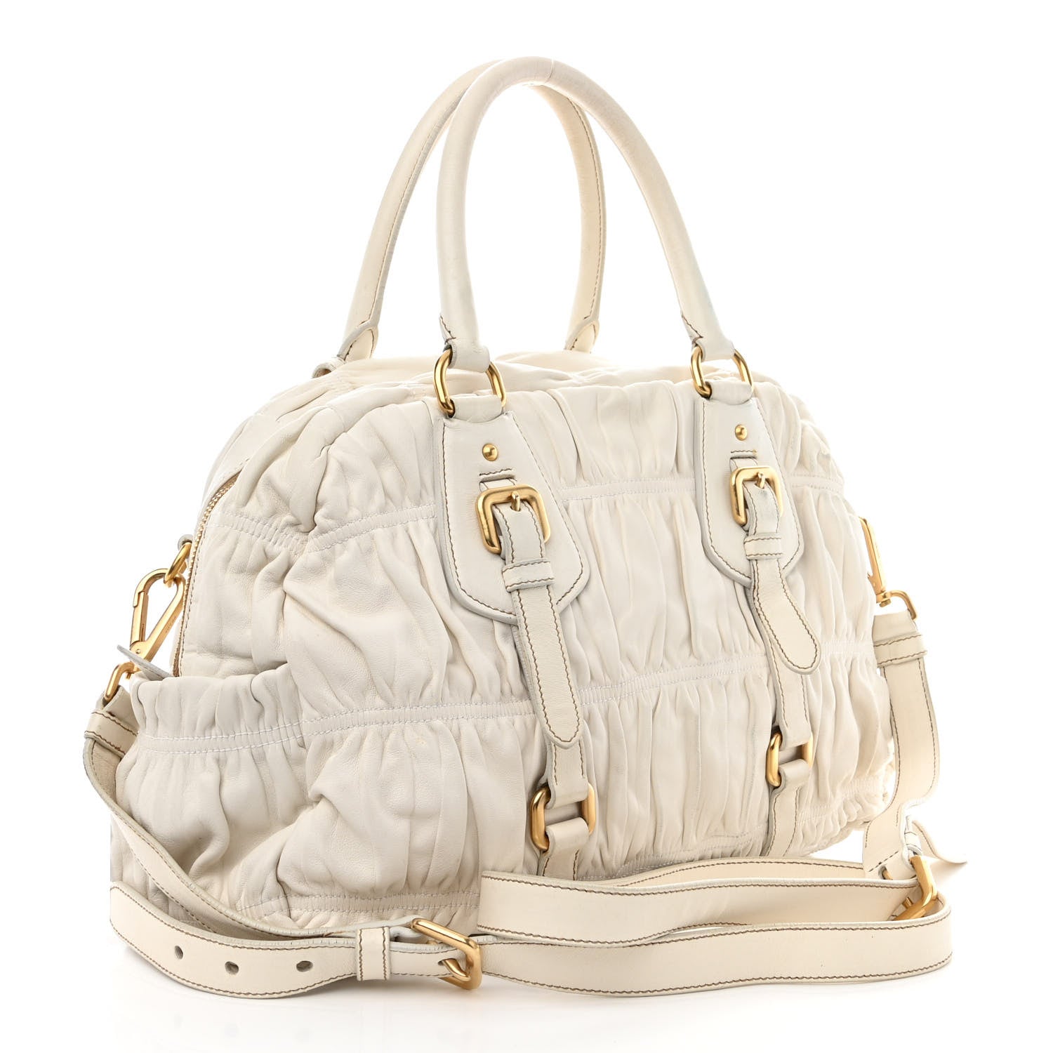 Prada Nappa Gaufre Shopping Satchel White 3 of 28
