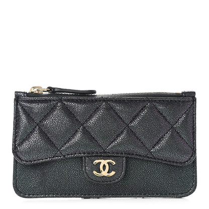Chanel Iridescent Caviar Quilted Flap Zip Card Holder Black 1 of 7